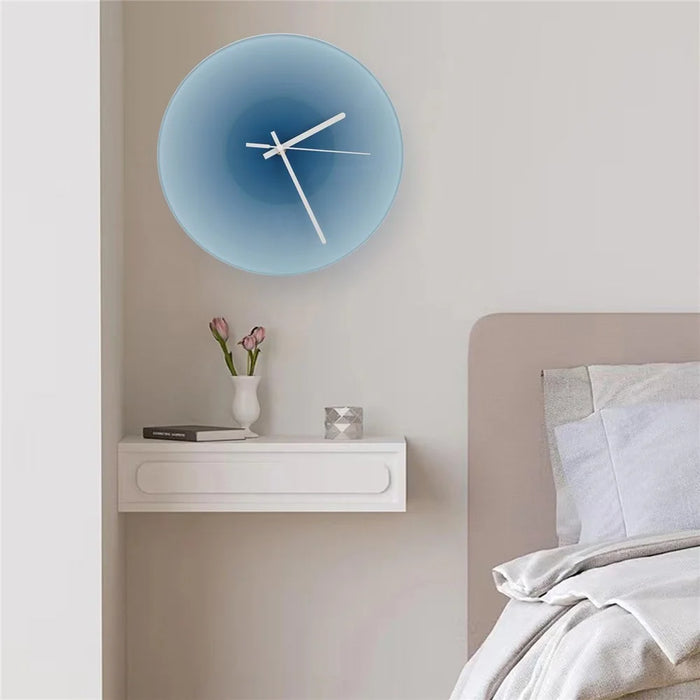 12 inch Sunset Wall Clock with Bracket Silent Non-Ticking Gradient Glass Clocks for Home (No Battery) - Blue  /  No Dial Scale - 4