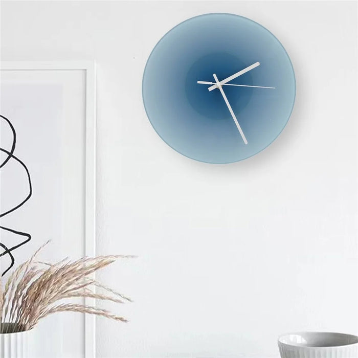 12 inch Sunset Wall Clock with Bracket Silent Non-Ticking Gradient Glass Clocks for Home (No Battery) - Blue  /  No Dial Scale - 5
