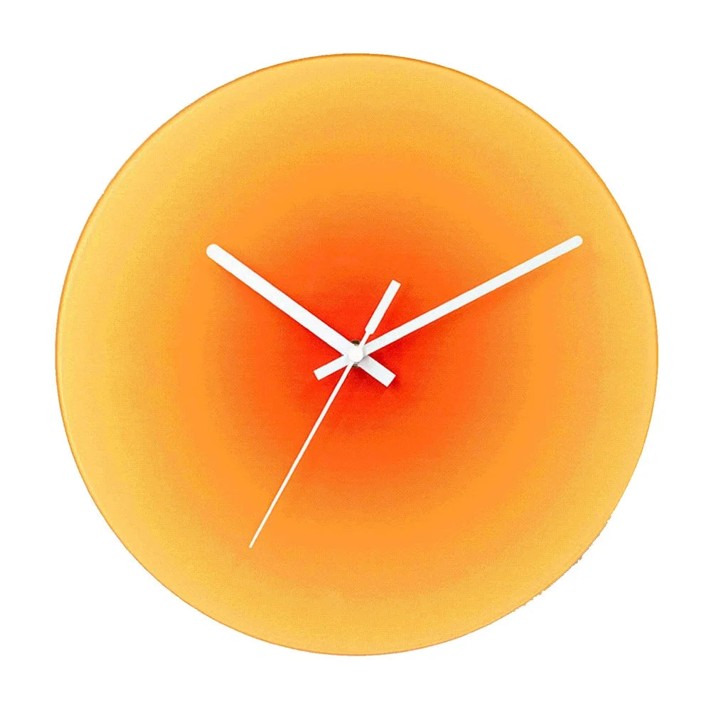 12 inch Sunset Wall Clock Silent Non-Ticking Gradient Glass Clocks for Home (No Battery) - Orange  /  No Dial Scale - 1