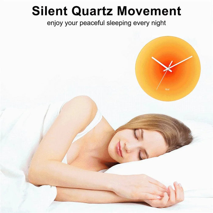 12 inch Sunset Wall Clock Silent Non-Ticking Gradient Glass Clocks for Home (No Battery) - Orange  /  No Dial Scale - 2