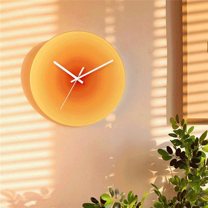 12 inch Sunset Wall Clock Silent Non-Ticking Gradient Glass Clocks for Home (No Battery) - Orange  /  No Dial Scale - 3