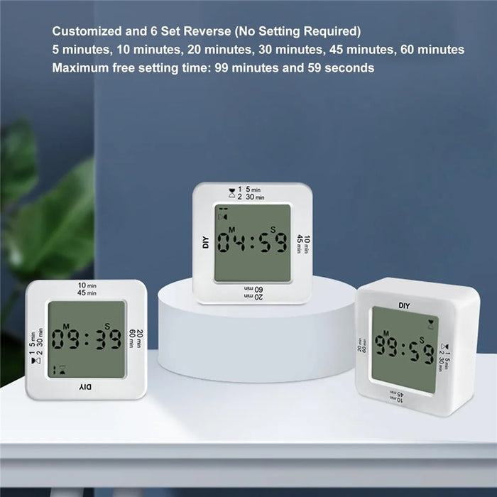 Large LED Display Multifunctional Digital Kitchen Timer with 4 Alarm Modes Stopwatch Clock - 3