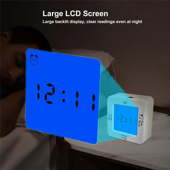 Large LED Display Multifunctional Digital Kitchen Timer with 4 Alarm Modes Stopwatch Clock - 6