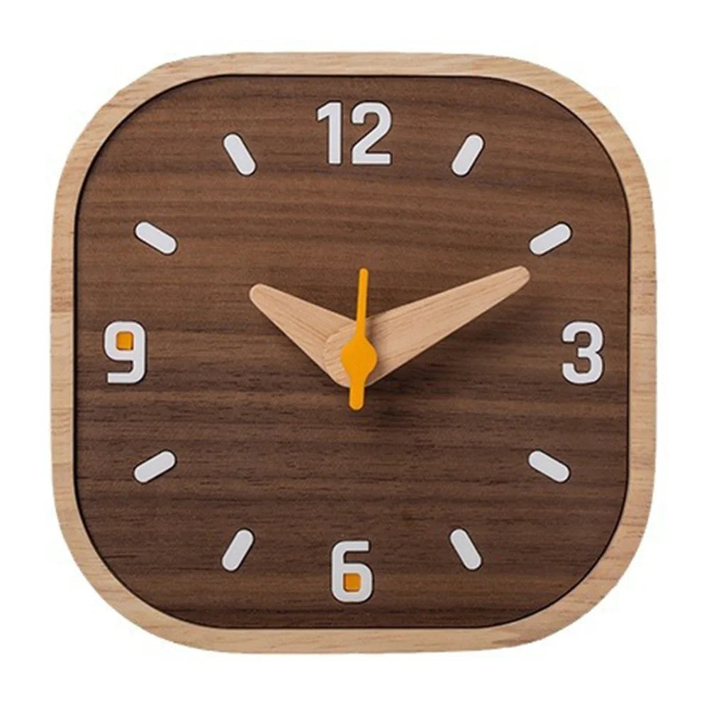 Black Walnut Wood Mini Desk Clock Silent Quartz Movement Table Clock for Bedroom Kitchen - 1