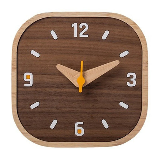 Black Walnut Wood Mini Desk Clock Silent Quartz Movement Table Clock for Bedroom Kitchen - 1