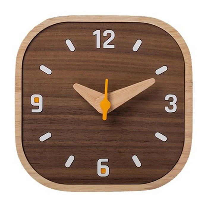 Black Walnut Wood Mini Desk Clock Silent Quartz Movement Table Clock for Bedroom Kitchen - 1