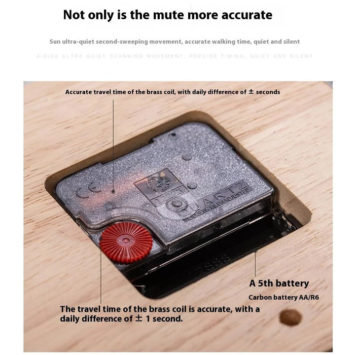 Black Walnut Wood Mini Desk Clock Silent Quartz Movement Table Clock for Bedroom Kitchen - 3