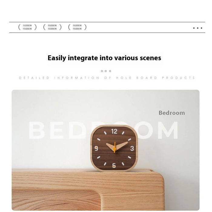 Black Walnut Wood Mini Desk Clock Silent Quartz Movement Table Clock for Bedroom Kitchen - 4