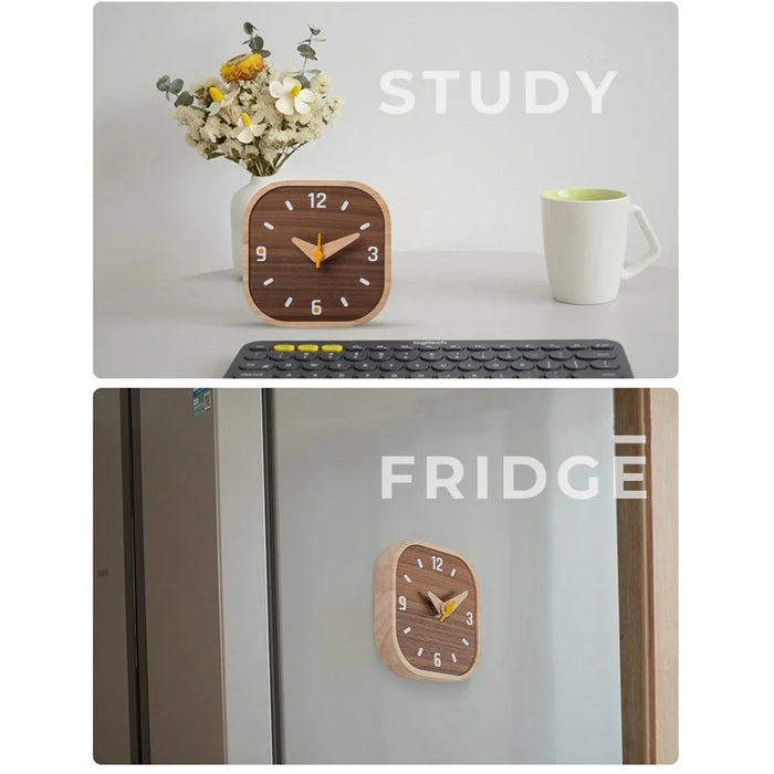 Black Walnut Wood Mini Desk Clock Silent Quartz Movement Table Clock for Bedroom Kitchen - 6