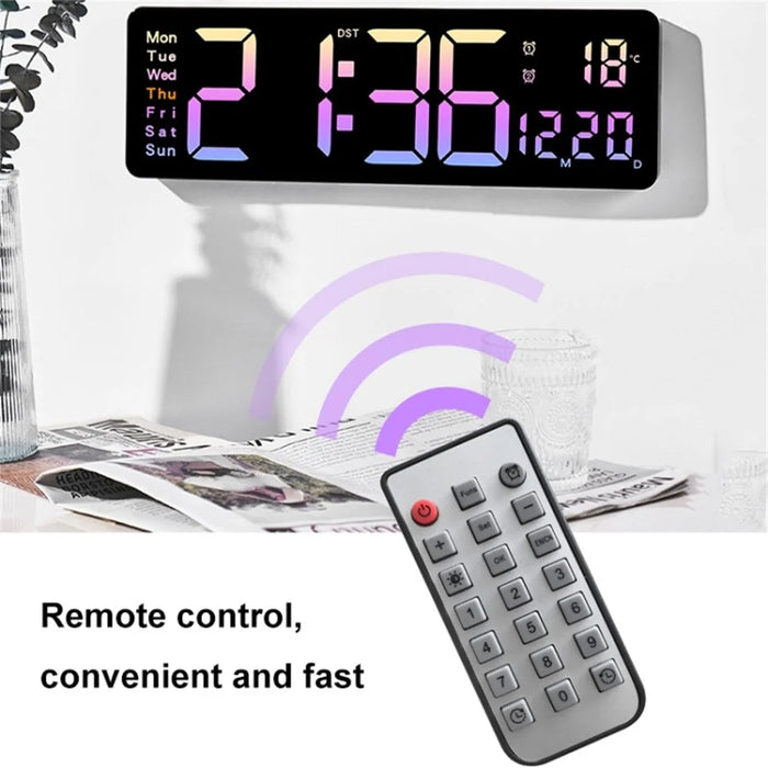 5526 LED Digital Display Electronic Wall Clock Multi-Function Countdown Alarm Clock - Pink - 3
