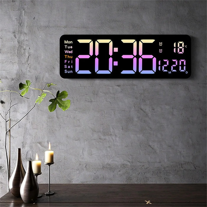 5526 LED Digital Display Electronic Wall Clock Multi-Function Countdown Alarm Clock - Pink - 6