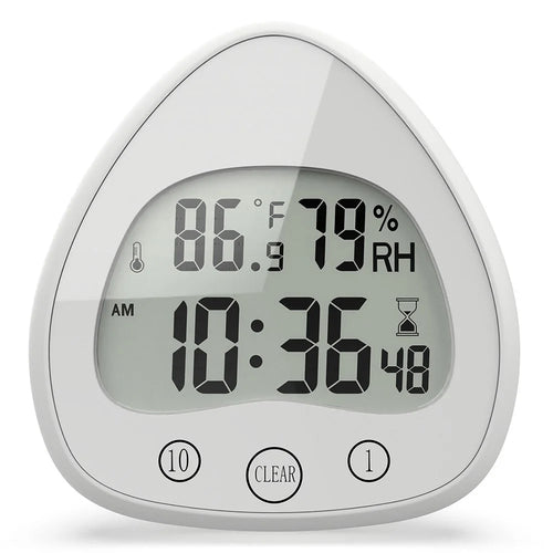 Silent Digital Alarm Clock with Suction Cup Waterproof Countdown Timer Temperature Humidity Sensor - 1