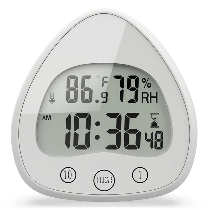 Silent Digital Alarm Clock with Suction Cup Waterproof Countdown Timer Temperature Humidity Sensor - 1