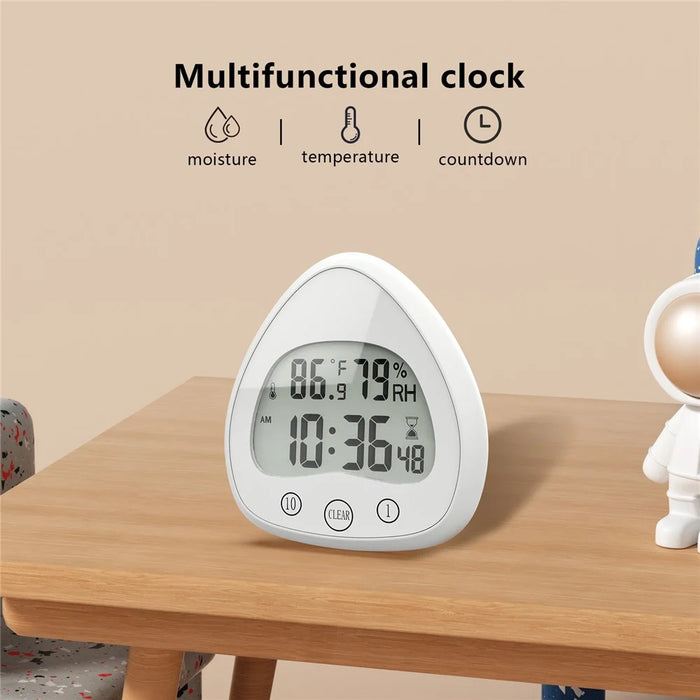 Silent Digital Alarm Clock with Suction Cup Waterproof Countdown Timer Temperature Humidity Sensor - 2