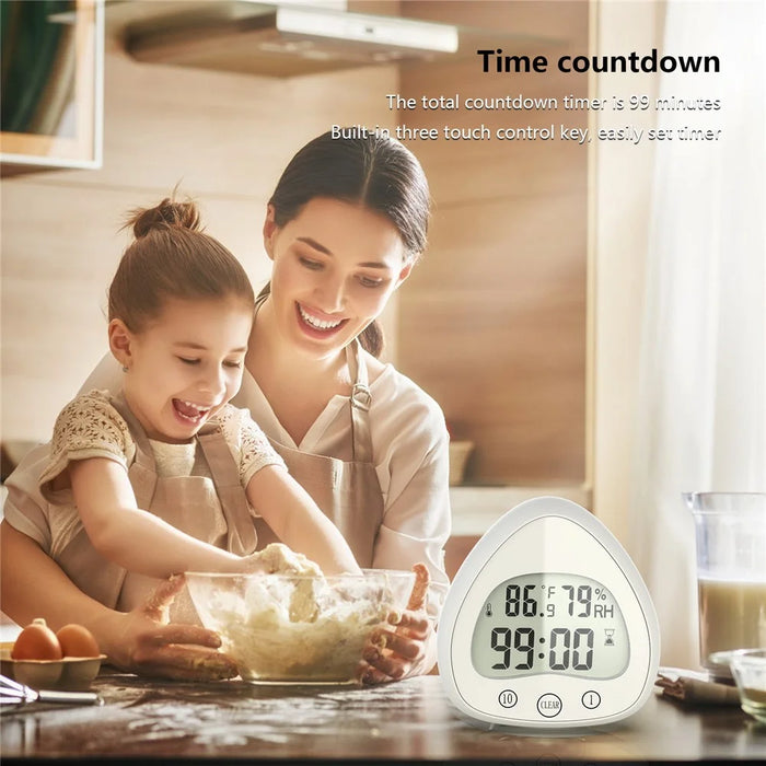 Silent Digital Alarm Clock with Suction Cup Waterproof Countdown Timer Temperature Humidity Sensor - 4