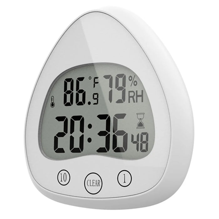 Silent Digital Alarm Clock with Suction Cup Waterproof Countdown Timer Temperature Humidity Sensor - 6