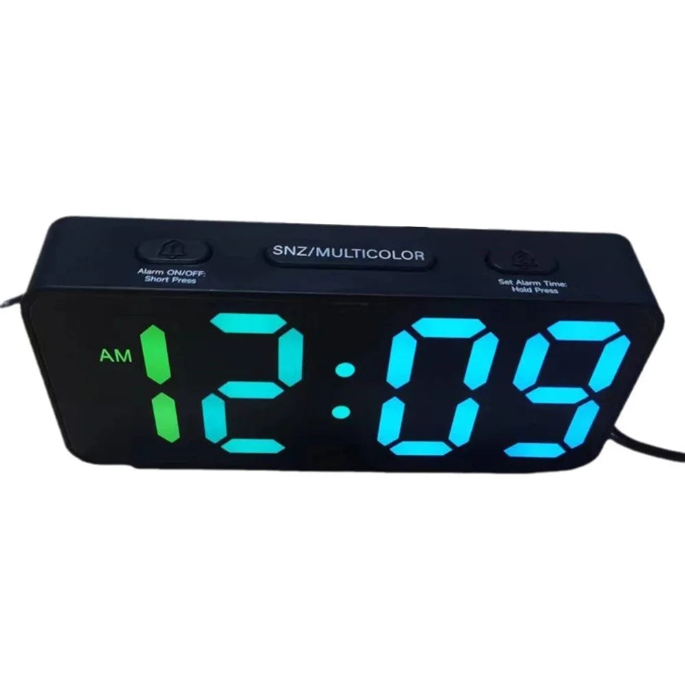 YF2024 Dual Alarm 15 RGB Colors LED Mirror Surface Clock Mini Student Desktop Digital Clock - White - 6