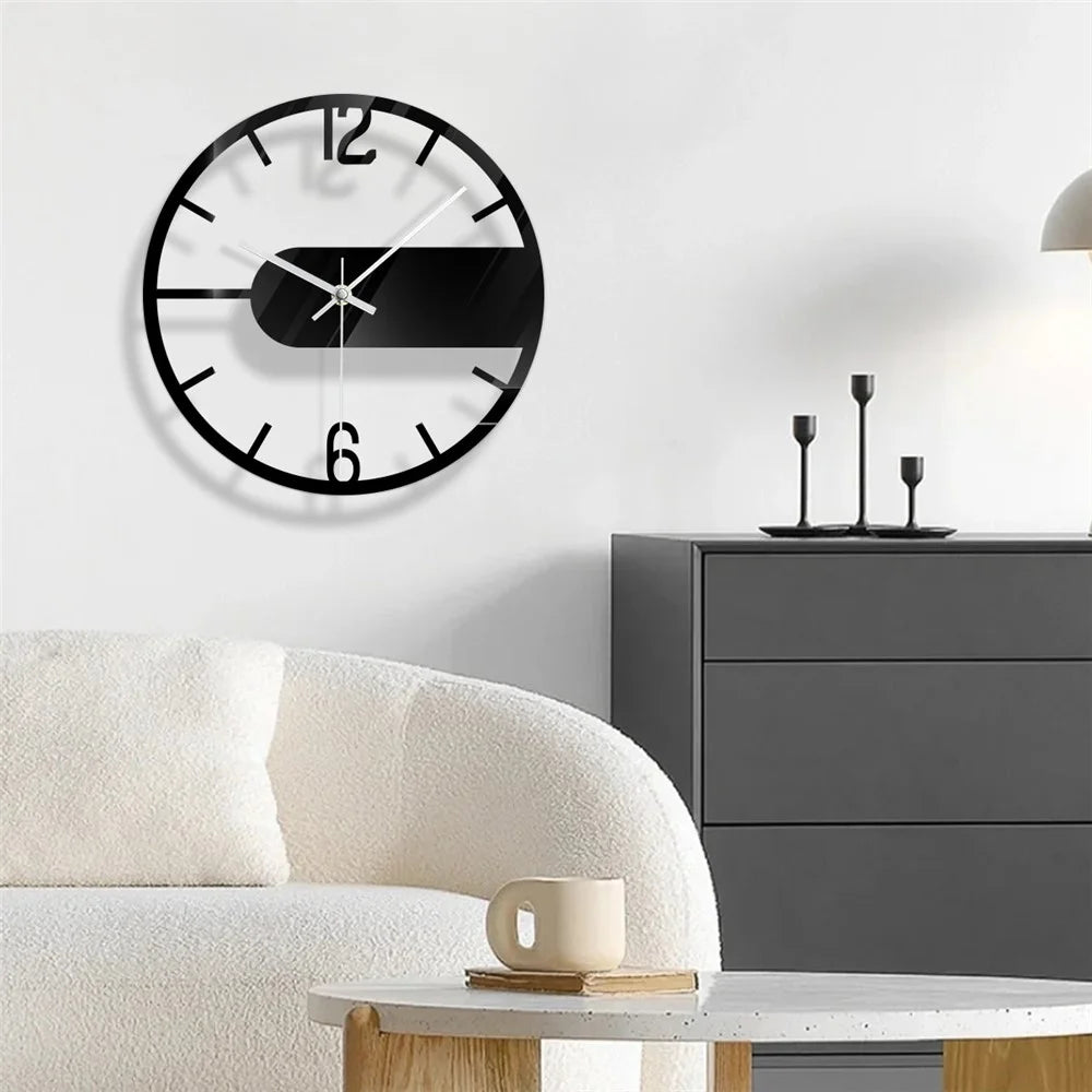 Round Clear Acrylic Wall Clock Silent Non-Ticking Clock (No Battery) for Kitchen  /  Home  /  Living Room - 4