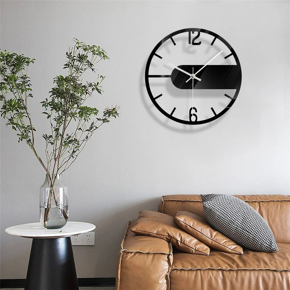 Round Clear Acrylic Wall Clock Silent Non-Ticking Clock (No Battery) for Kitchen  /  Home  /  Living Room - 6