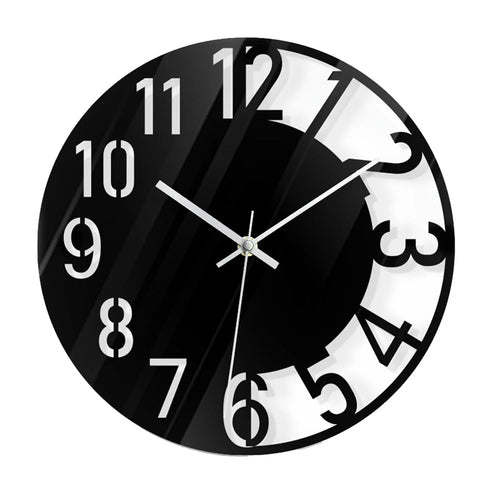 Wall Clock Acrylic Transparent Hollow Mute Non-Tick Decorative Clock (No Battery) for Living Room Bedroom - 1