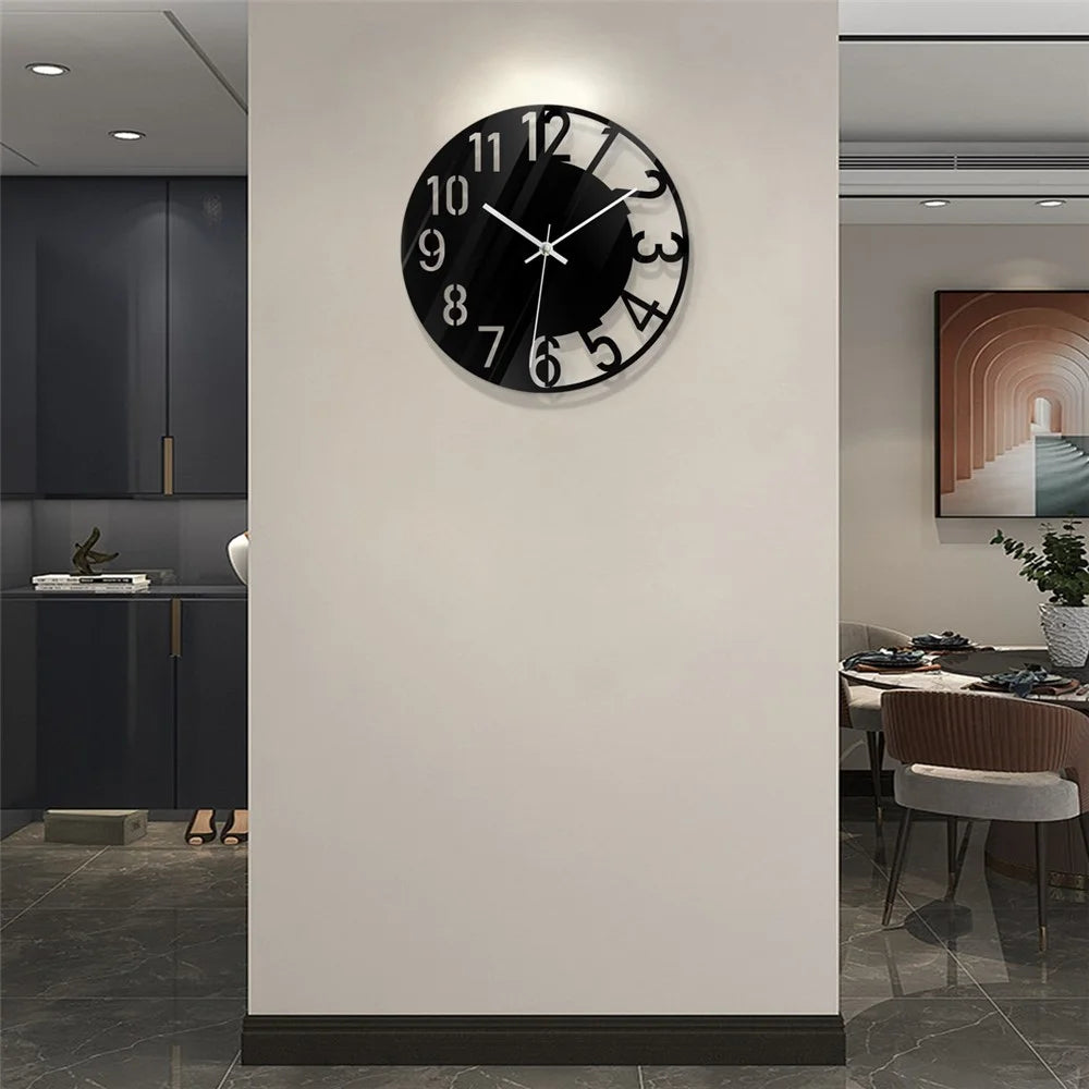 Wall Clock Acrylic Transparent Hollow Mute Non-Tick Decorative Clock (No Battery) for Living Room Bedroom - 2