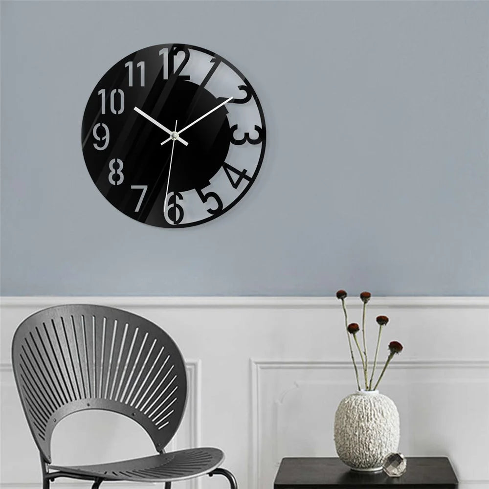 Wall Clock Acrylic Transparent Hollow Mute Non-Tick Decorative Clock (No Battery) for Living Room Bedroom - 3