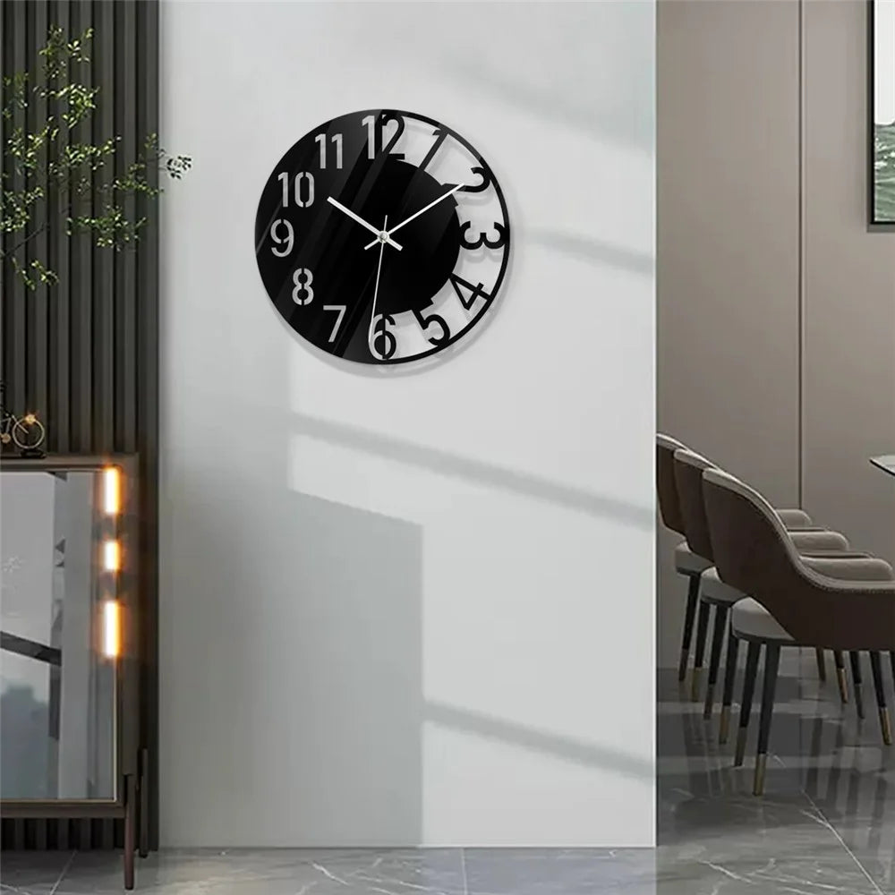Wall Clock Acrylic Transparent Hollow Mute Non-Tick Decorative Clock (No Battery) for Living Room Bedroom - 4