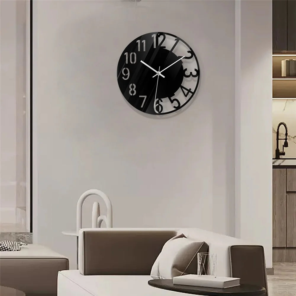 Wall Clock Acrylic Transparent Hollow Mute Non-Tick Decorative Clock (No Battery) for Living Room Bedroom - 5