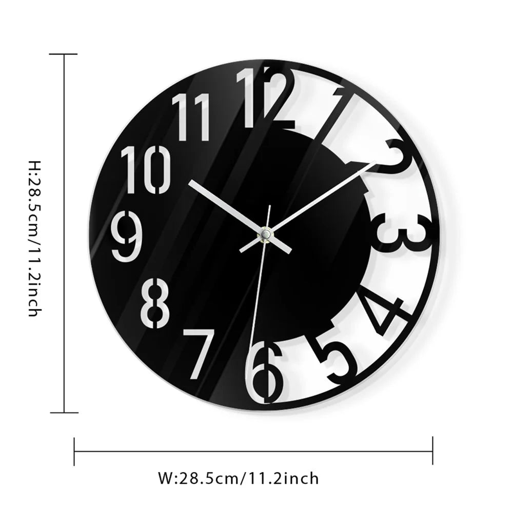 Wall Clock Acrylic Transparent Hollow Mute Non-Tick Decorative Clock (No Battery) for Living Room Bedroom - 6
