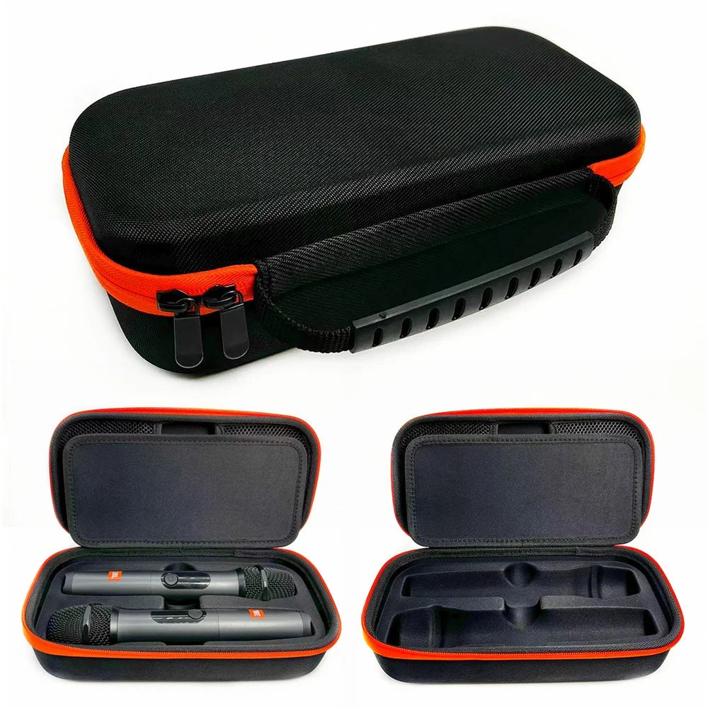 For JBL PartyBox Dual Microphone Carrying Case EVA+Nylon Handheld Wireless Mic Protective Bag - 1