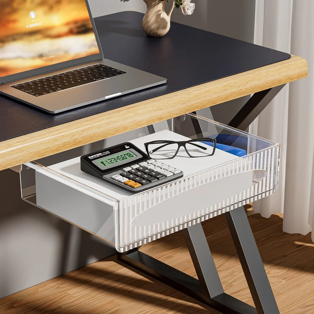 Under Desk Drawer Hidden PET Storage Box Pull Out Hanging Organizer Size XL - White - 1