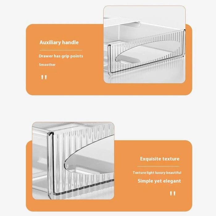 Under Desk Drawer Hidden PET Storage Box Pull Out Hanging Organizer Size XL - White - 7