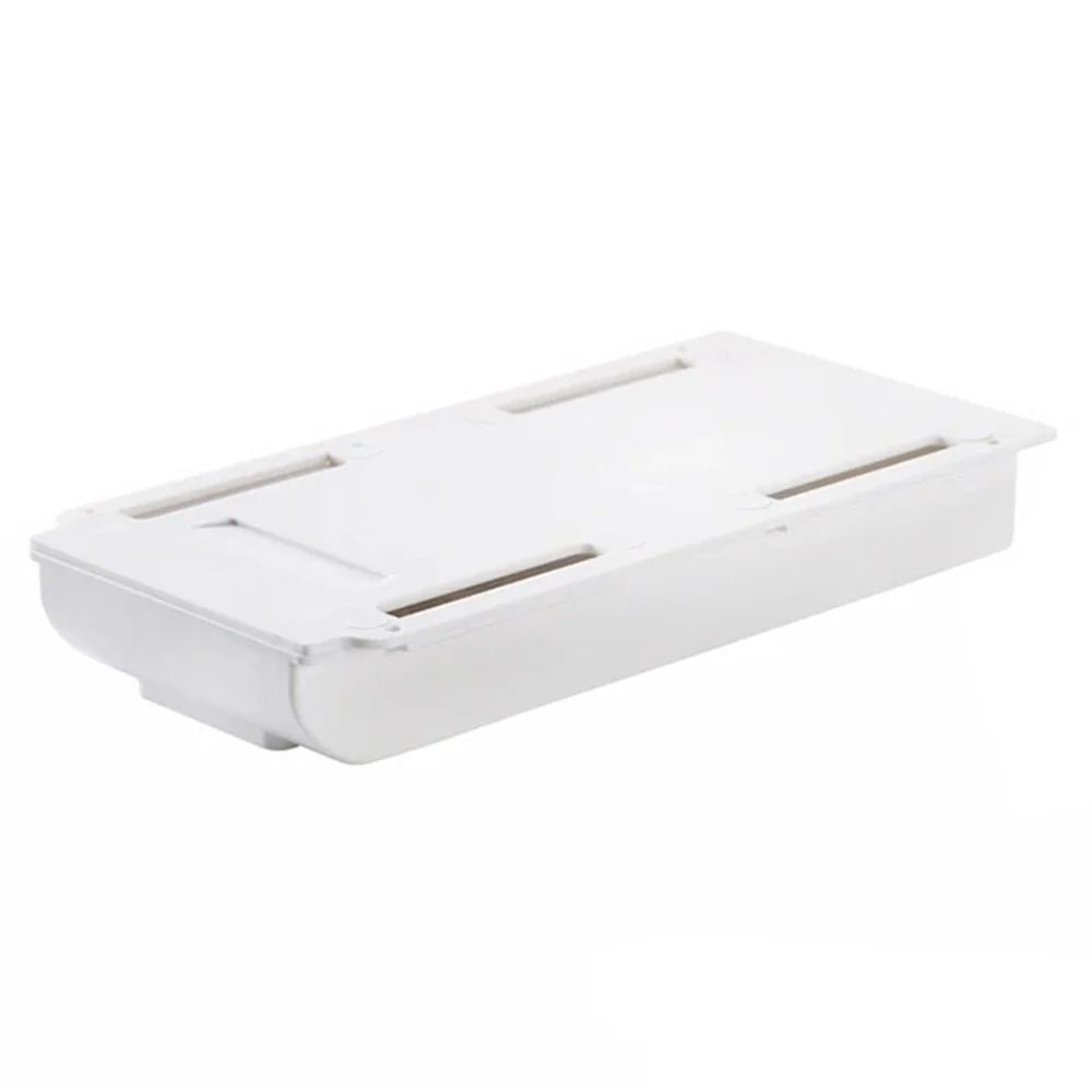 Under Desk Drawer Organizer Hidden Self-Adhesive Space Saving ABS Storage Box Size S - White - 1