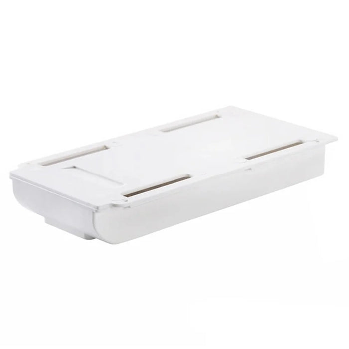 Under Desk Drawer Organizer Hidden Self-Adhesive Space Saving ABS Storage Box Size S - White - 1