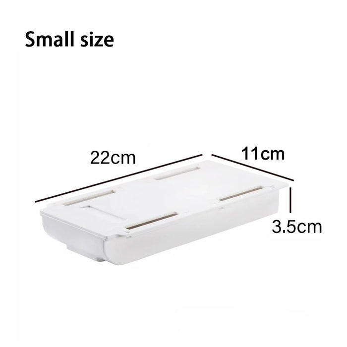 Under Desk Drawer Organizer Hidden Self-Adhesive Space Saving ABS Storage Box Size S - White - 7