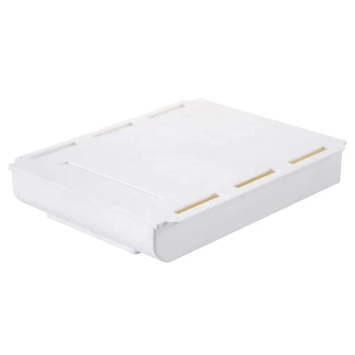 Under Desk Drawer Organizer Hidden Self-Adhesive Space Saving ABS Storage Box Size XL - White - 1