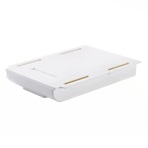 Under Desk Drawer Organizer Hidden Self-Adhesive Space Saving ABS Storage Box Size L - White - 1