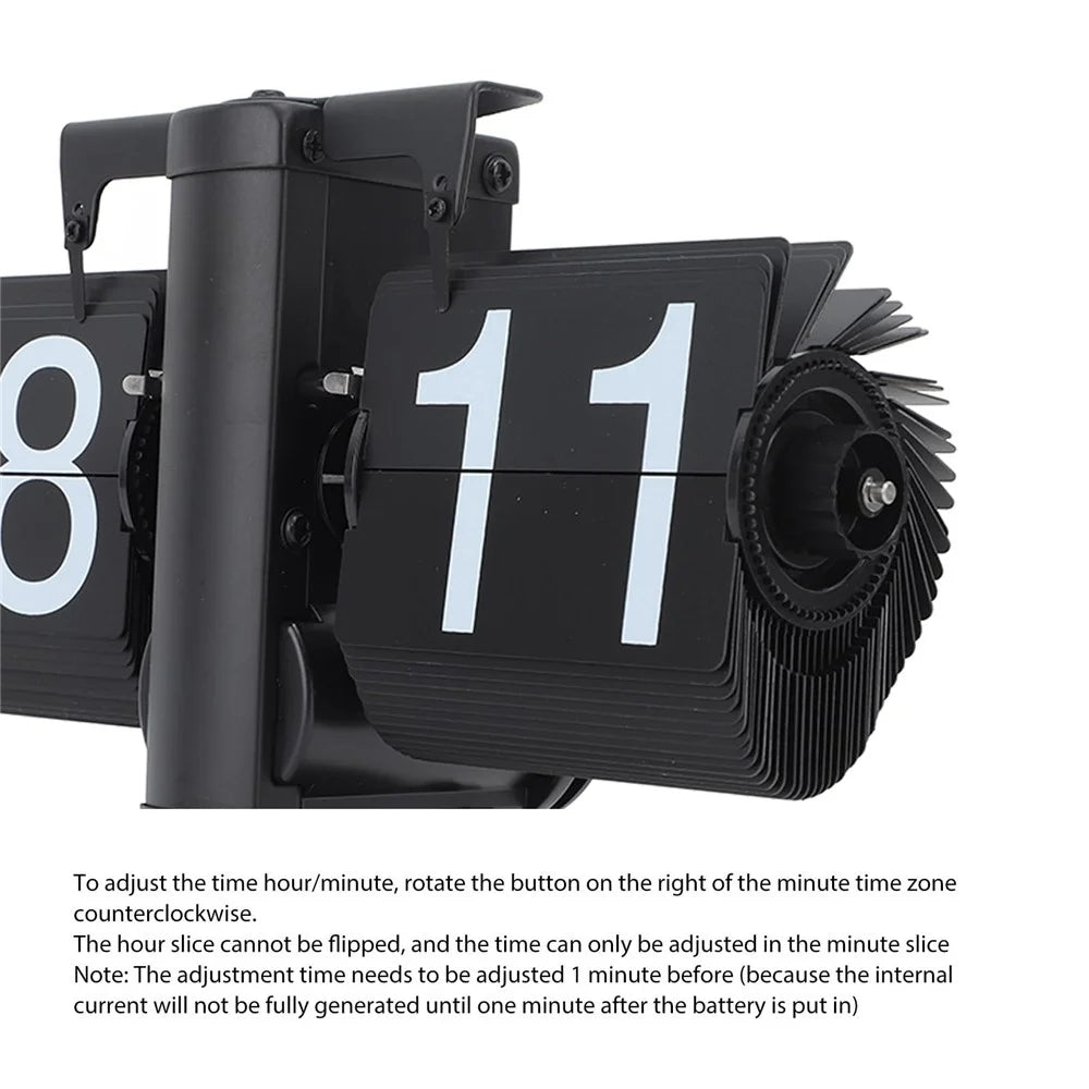 Retro Automatic Flipping Clock Balance Mechanical Flip Over Quartz Table Clock for Living Room - Black - 4