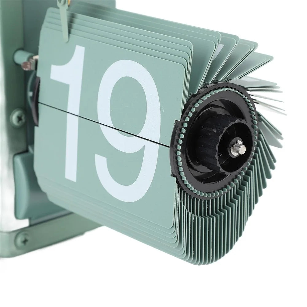 Retro Auto Flip Clock Living Room Desk Clock Balance Mechanical Flip Down Clock - Green - 7