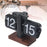 Automatic Flip Clock Retro Simple Home Table Clock Single Foot Stainless Steel Quartz Movement Flip Clock Walnut Square Base - Black - 5