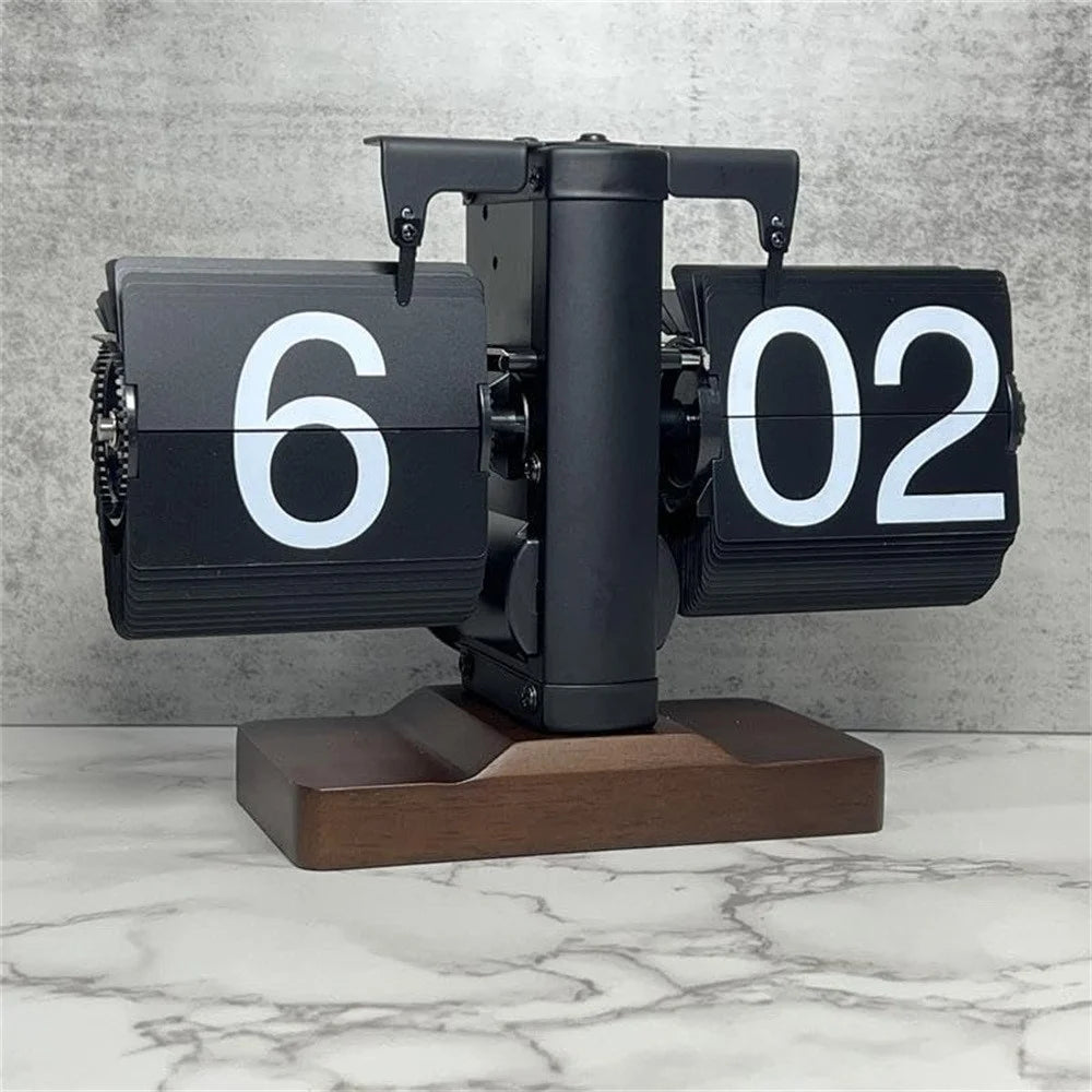Auto Flip Clock Living Room Retro Desk Clock Balance Mechanical Flip Down Clock 24H Format - 3