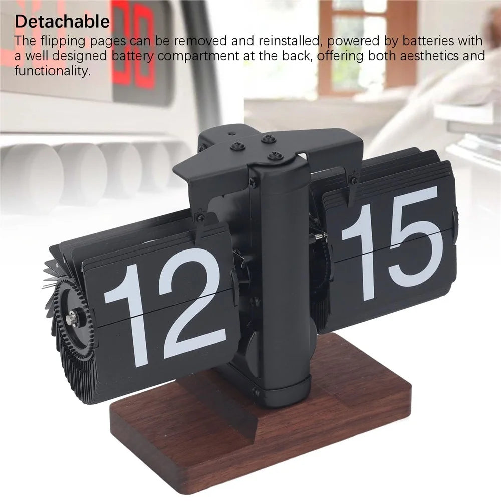 Auto Flip Clock Living Room Retro Desk Clock Balance Mechanical Flip Down Clock 24H Format - 5