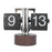 Automatic Flip Clock Retro Simple Home Table Clock Single Foot Stainless Steel Quartz Movement Flip Clock Walnut Round Base - Black - 1