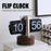 Automatic Flip Clock Retro Simple Home Table Clock Single Foot Stainless Steel Quartz Movement Flip Clock Walnut Round Base - Black - 4
