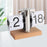 Retro Auto Flip Clock Mechanical Balance Desk Clock with Beech Wood Square Base for Home - White / 12H Format - 6