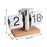 Retro Auto Flip Clock Mechanical Balance Desk Clock with Beech Wood Square Base for Home - White / 12H Format - 7
