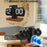 Automatic Flip Clock Retro Home Table Clock Single Foot Stainless Steel Quartz Movement Flip Clock Square Wooden Base - Black 12-Hour - 7