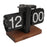 Automatic Flip Clock Retro Home Table Clock Single Foot Stainless Steel Quartz Movement Flip Clock Square Wooden Base - Black 12-Hour - 1
