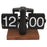 Automatic Flip Clock Retro Home Table Clock Single Foot Stainless Steel Quartz Movement Flip Clock Square Wooden Base - Black 12-Hour - 2