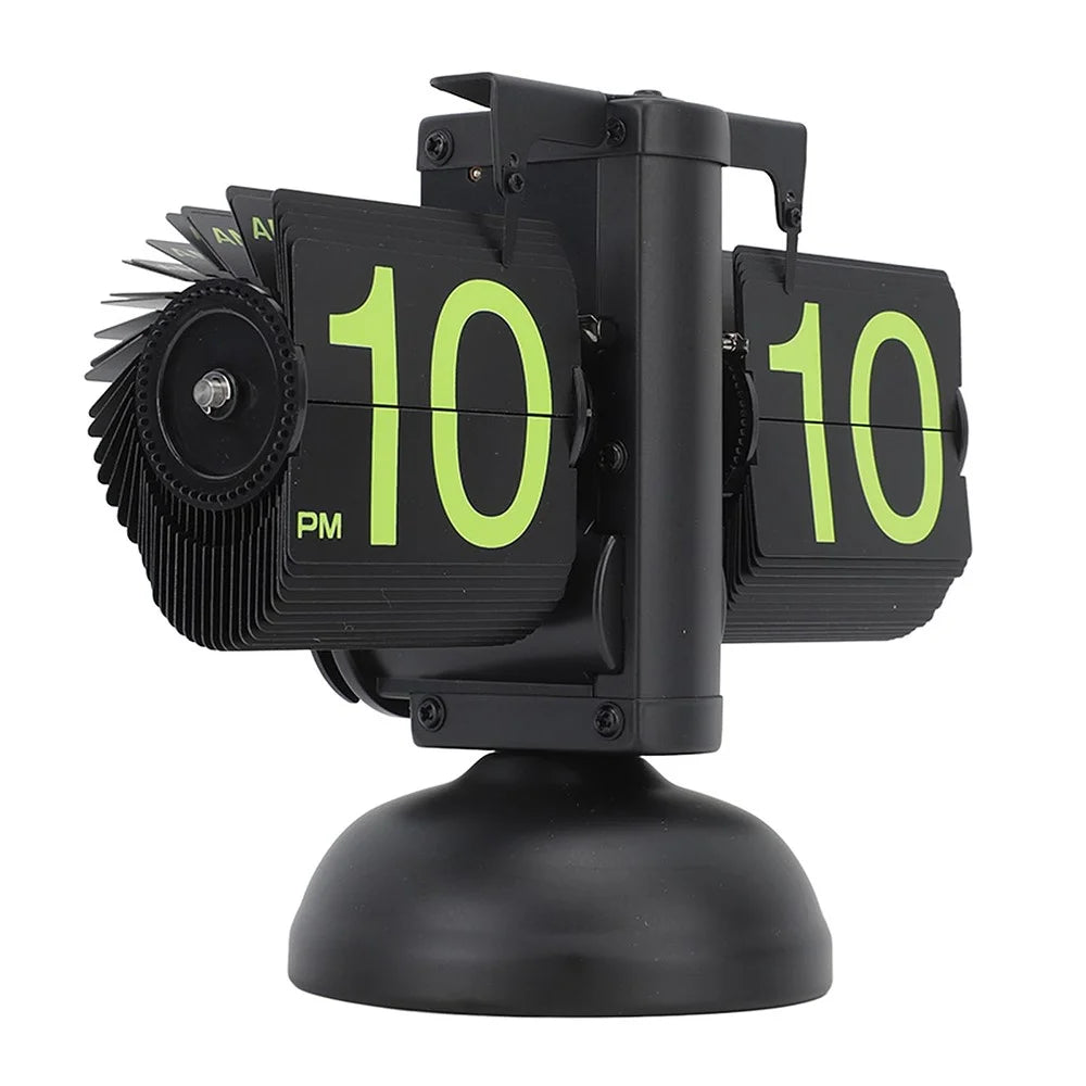 Automatic Flip Page Clock Home Retro Balance Page Turning Table Clock (without Battery) - Black / Green Numbers - 3